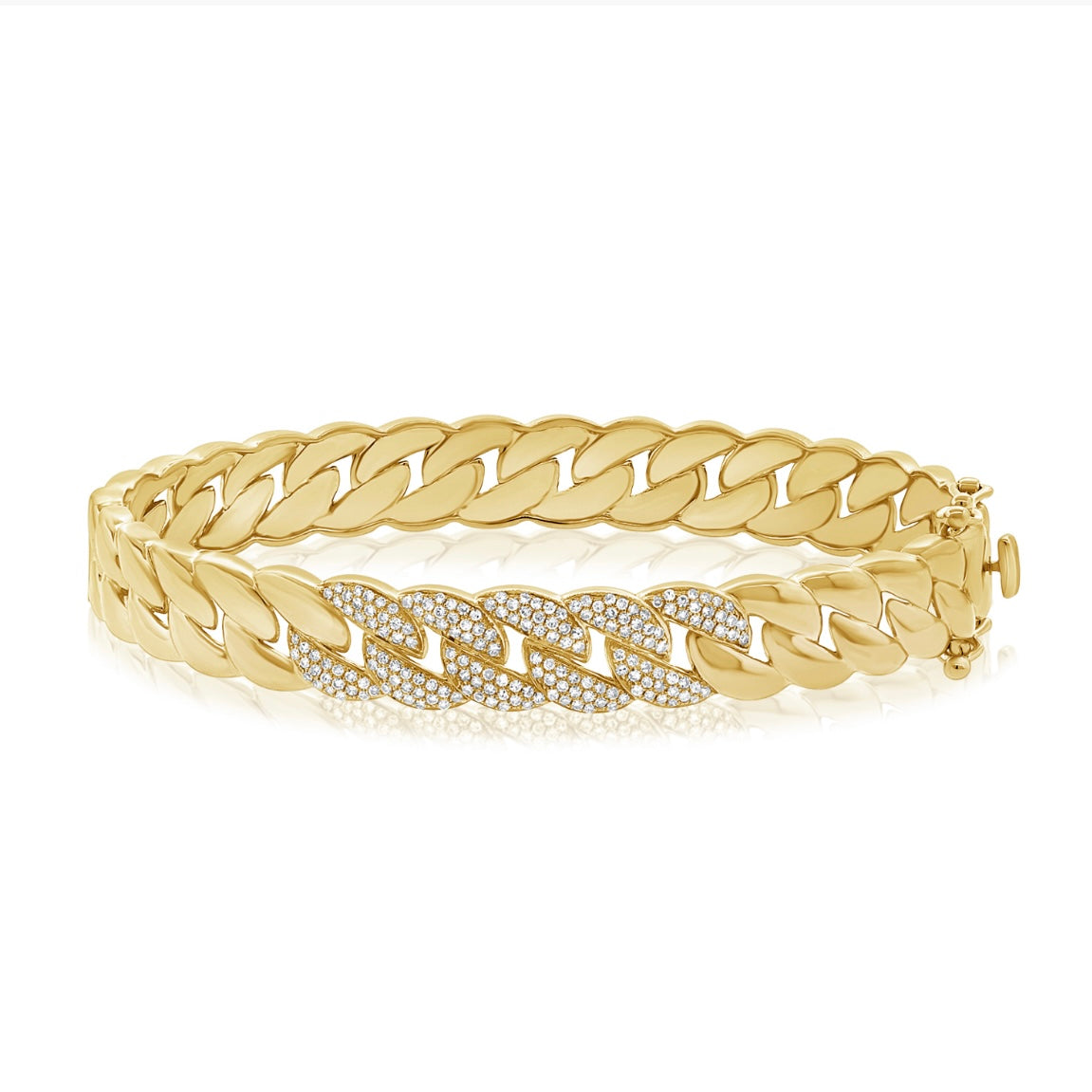 14KT Gold Diamond Alma Link Bangle Bracelet
