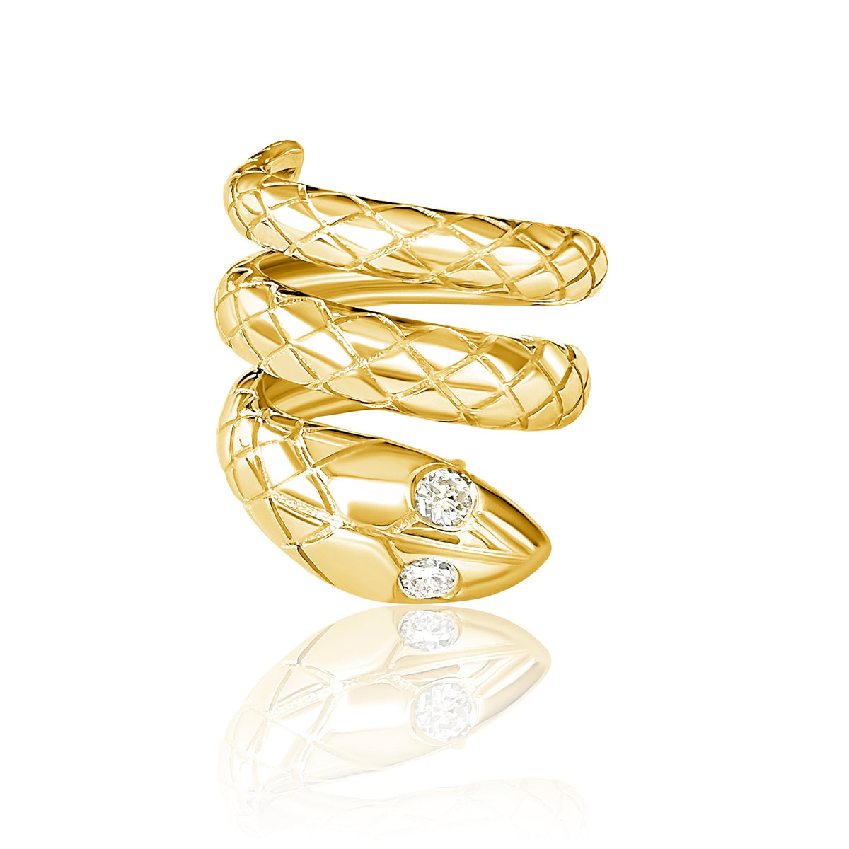 14KT Gold Diamond Statement Snake Pinky Ring