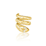 14KT Gold Diamond Statement Snake Pinky Ring