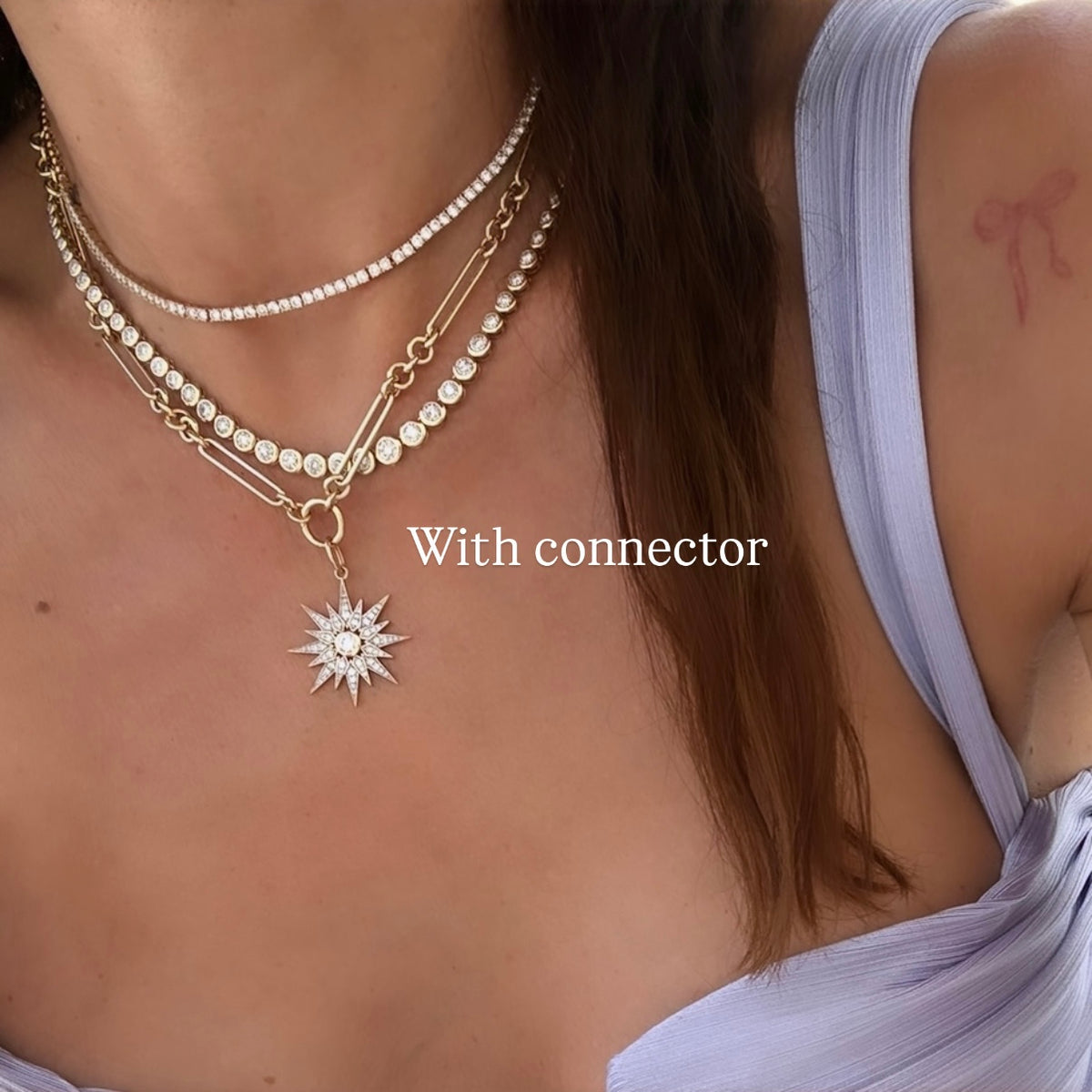 14KT Gold Slim Multi Link Charm Chain Necklace