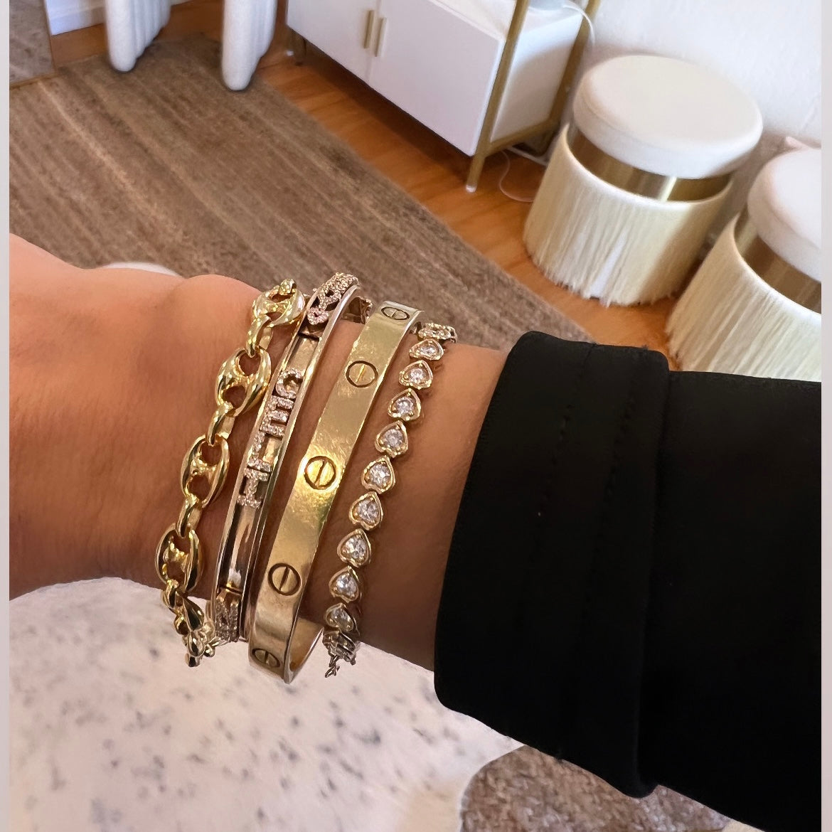 14KT Gold Puffed Mariner Link Chain Bracelet