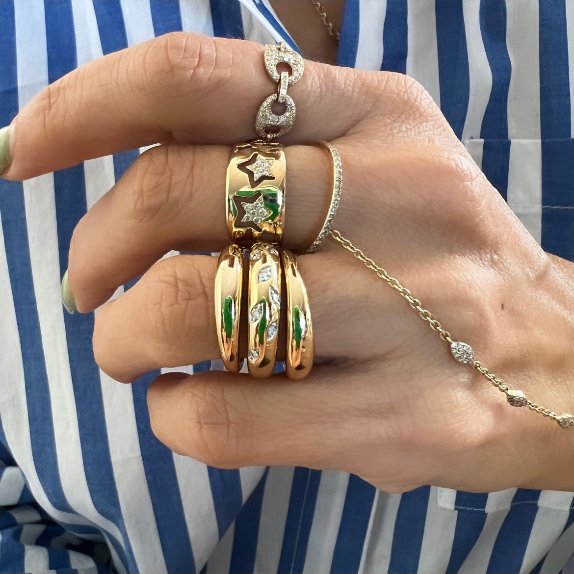 14KT Gold Diamond Mariner Ring