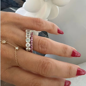 14KT Gold Pink Sapphire Chely Eternity Ring