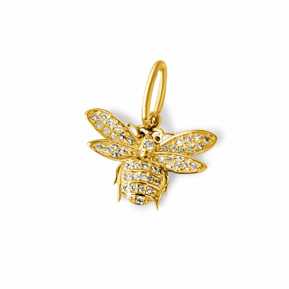 14KT Gold Diamond Mini Bee Pendant Charm