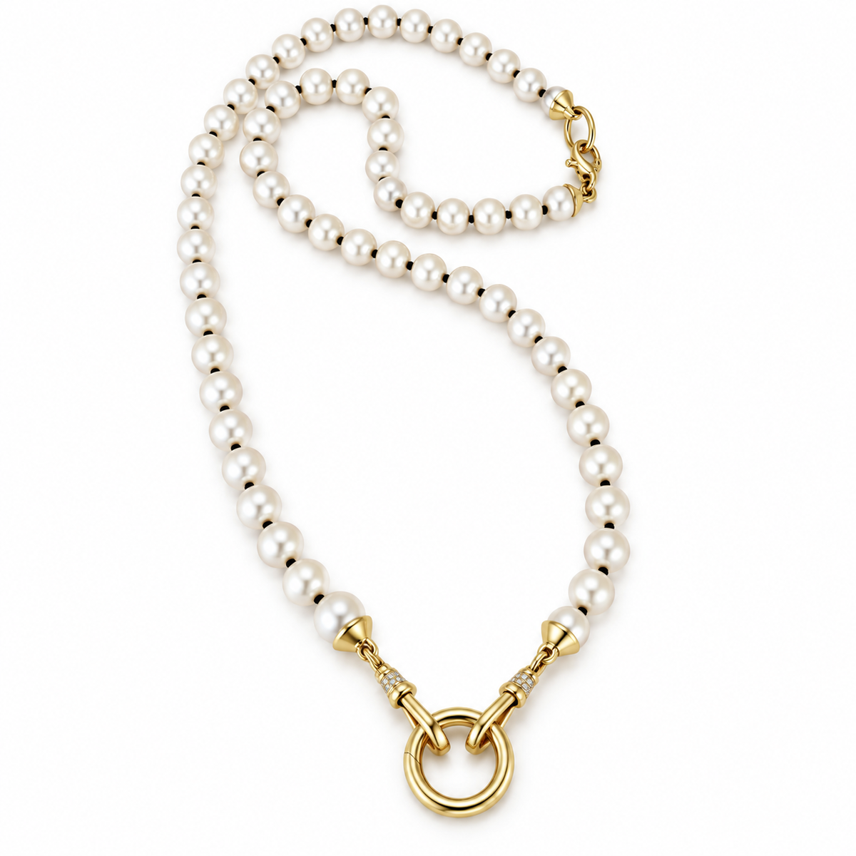 14KT Gold Diamond Luxe Pearl Charm Necklace