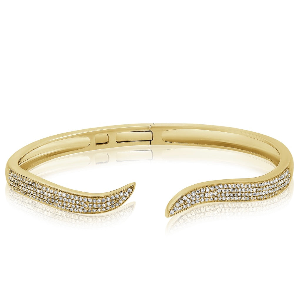 14KT Gold Diamond Wave Cuff Bracelet
