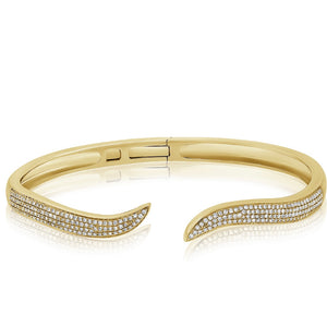 
                
                    Load image into Gallery viewer, 14KT Gold Diamond Wave Cuff Bracelet
                
            