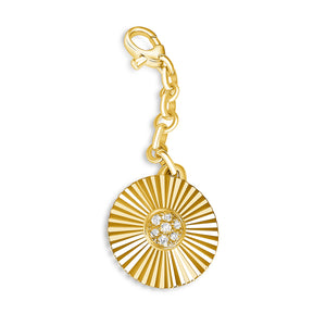14KT Gold Diamond Lucille Disk on Enhancer and Clasp Pendant Charm