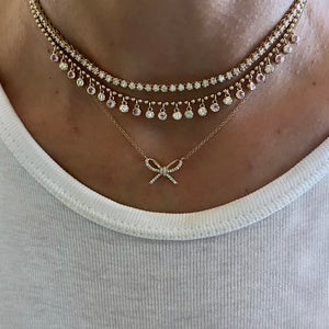 14KT Gold Diamond Mini Bow Necklace