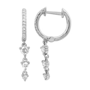 
                
                    Load image into Gallery viewer, 14KT Gold Diamond Audrey Dangling Diamond Huggie Earrings Small
                
            