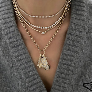 
                
                    Load image into Gallery viewer, 14KT Gold Diamond Snake Necklace
                
            