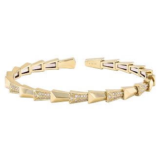 14KT Gold Diamond Rochelle Cuff Bangle Bracelet