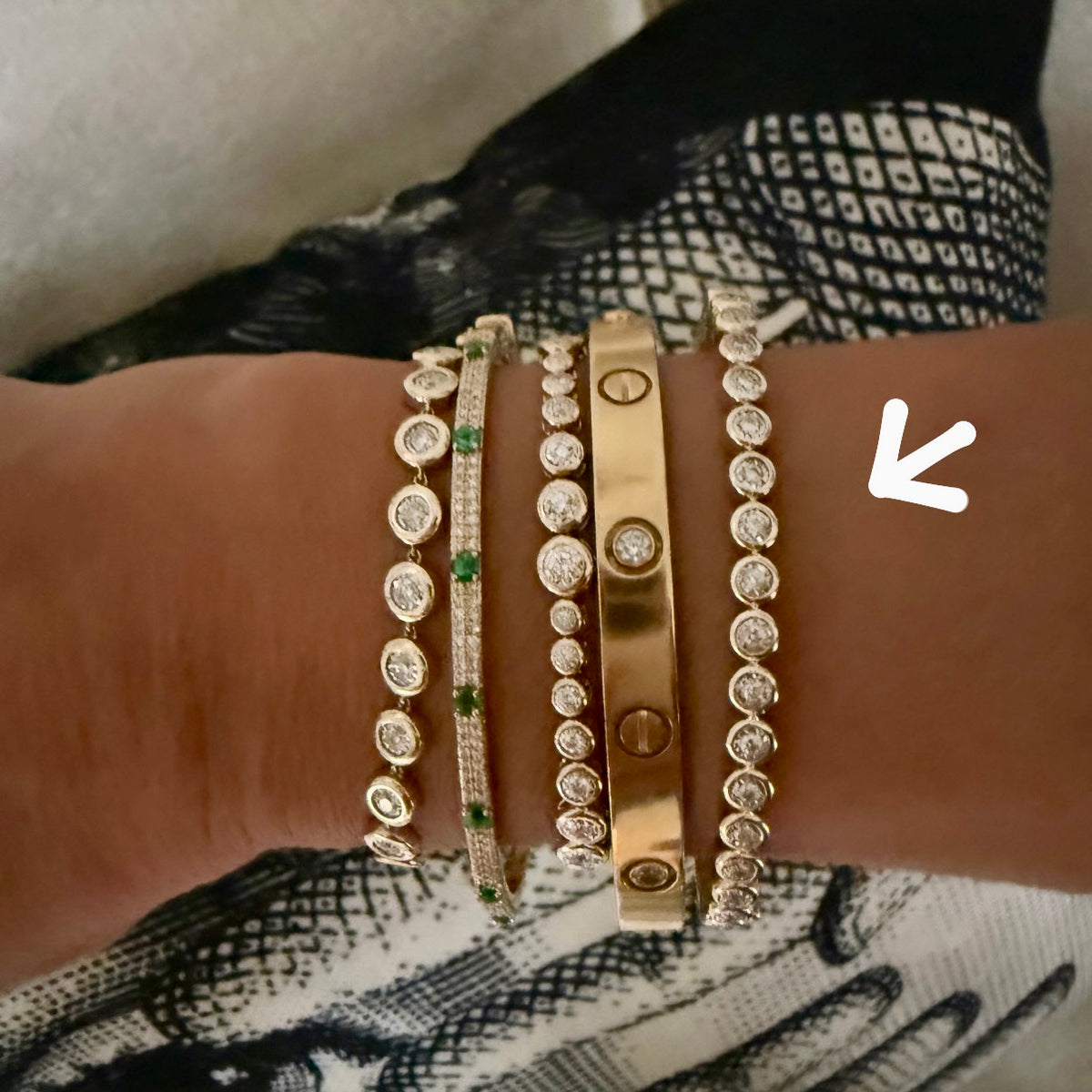 14KT Gold Diamond The Line Bezel Set Bangle Slim