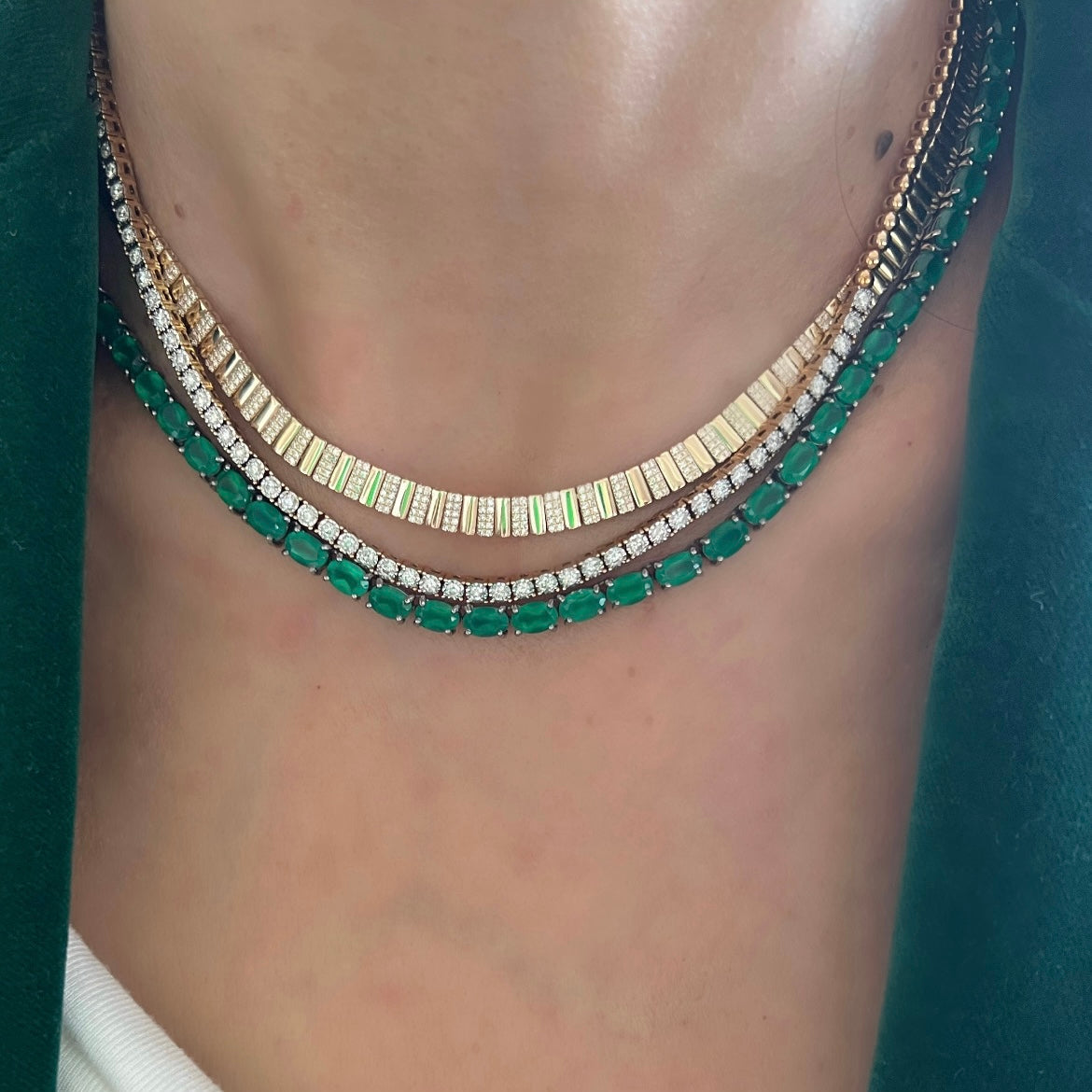 14KT Gold Diamond The Line Four Prong Set Tennis Necklace