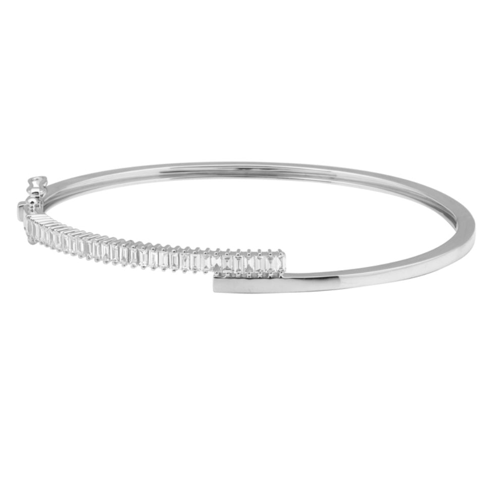 14KT Gold Baguette Diamond Lourdes Bangle Bracelet