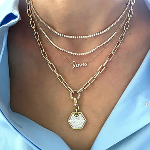 14KT Gold Diamond Delicate Tennis Necklace on Chain