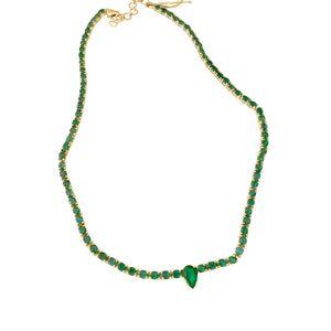 
                
                    Load image into Gallery viewer, 14KT Gold Emerald Kali Tennis  Necklace
                
            