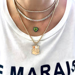 14KT Gold Gemstone and Enamel Candy Heart Necklace