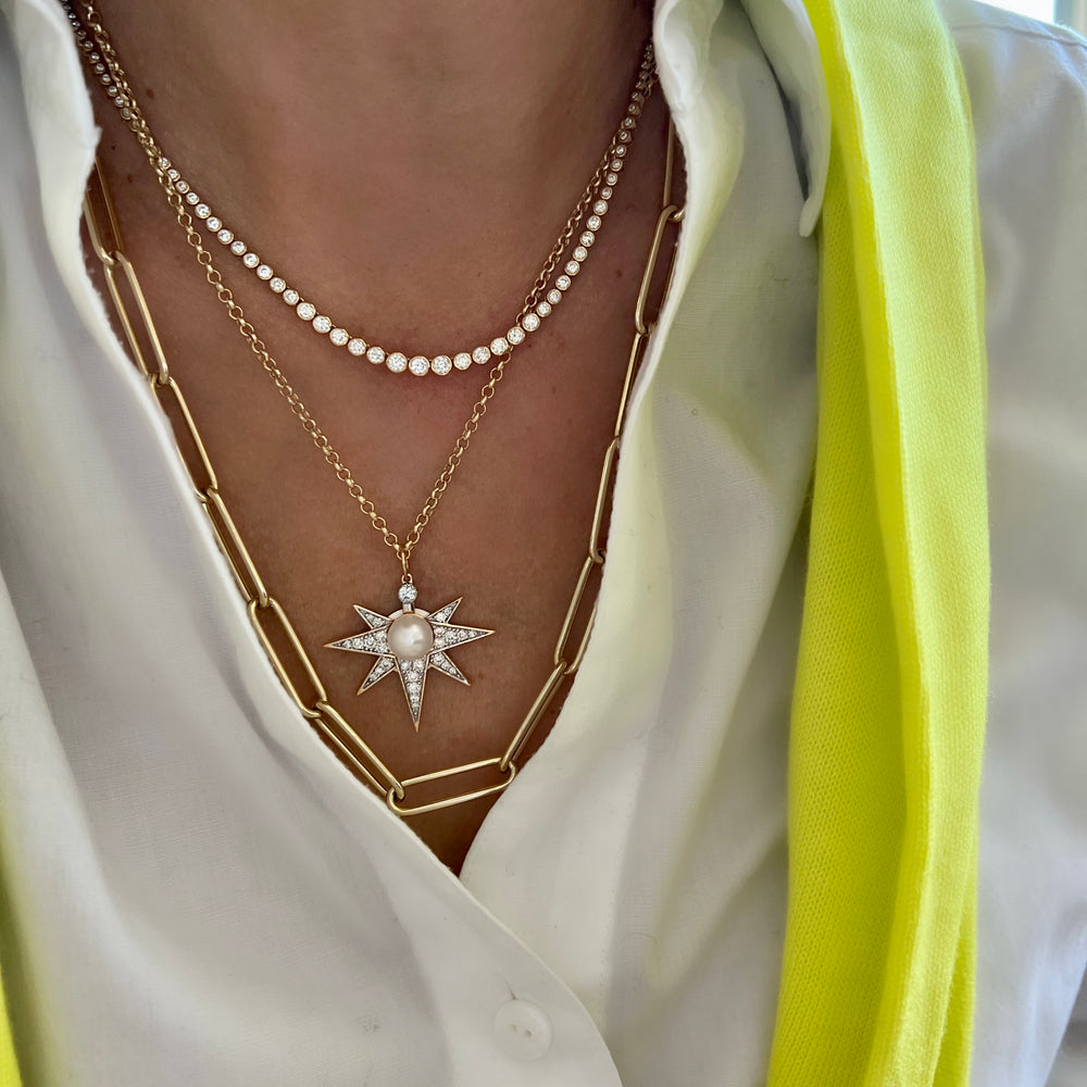 14KT Gold Diamond Perle Pendant Charm