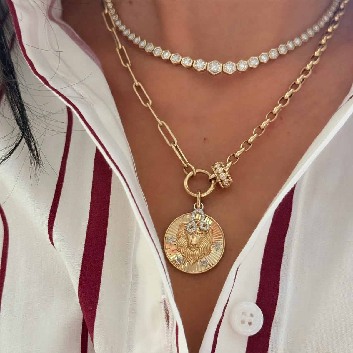 14KT Gold Amaya Multi Link Charm Chain Necklace