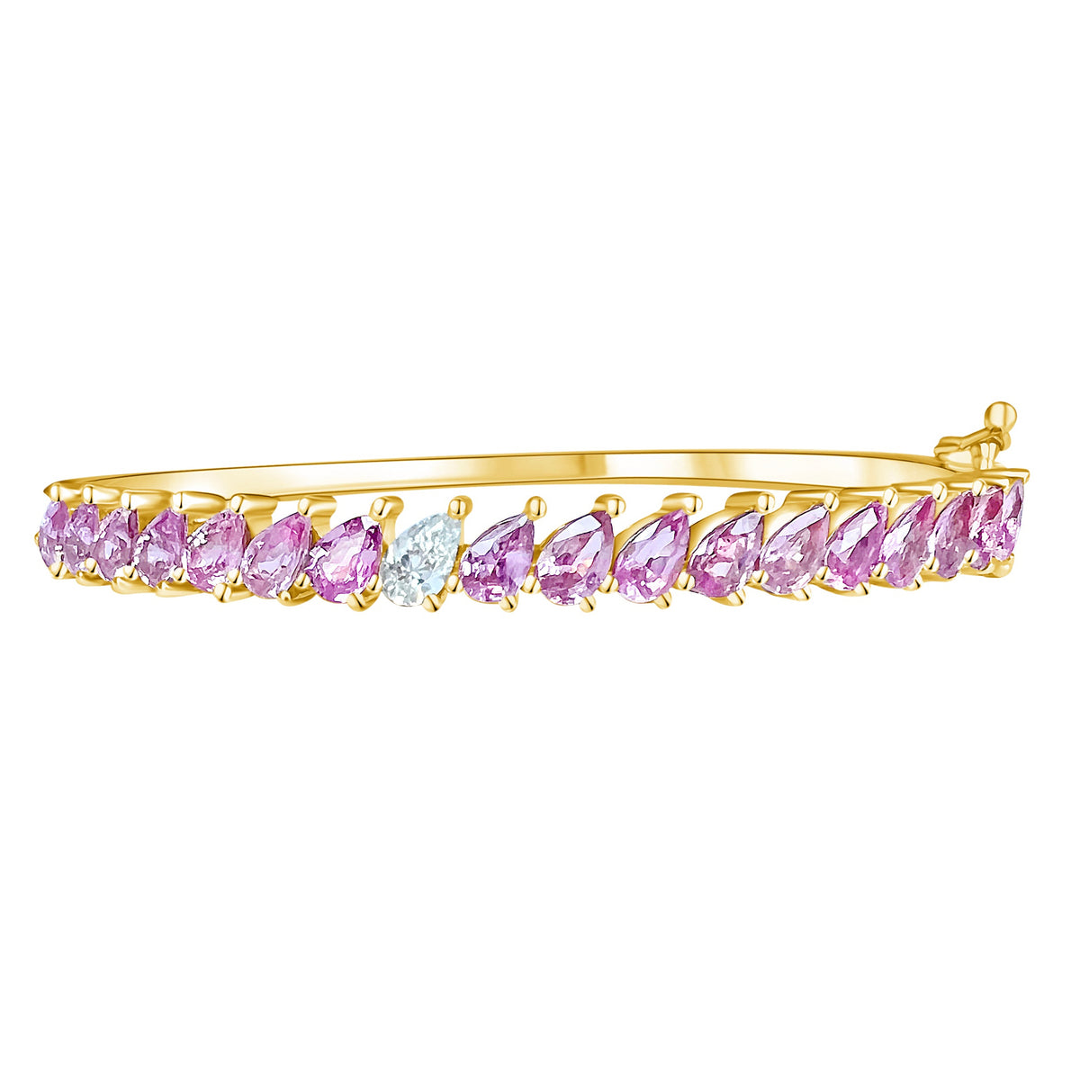 14KT Gold Diamond Pink Sapphire Remy Bangle Bracelet
