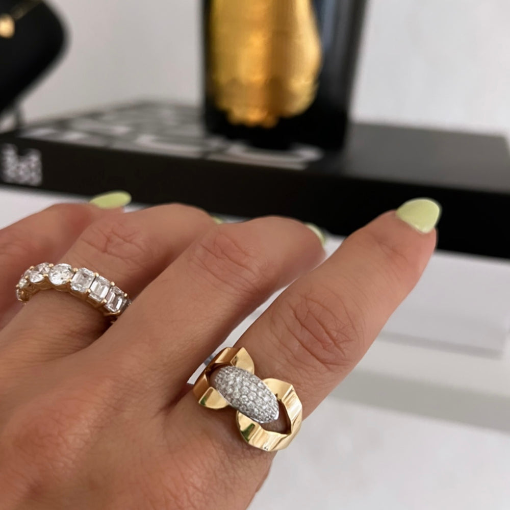 
                
                    Load image into Gallery viewer, 14KT Gold Diamond Emilia Ring
                
            