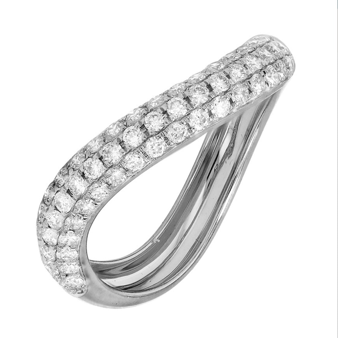 14KT Gold Diamond Wave Ring Large