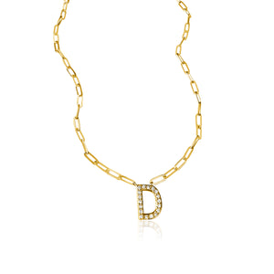 
                
                    Load image into Gallery viewer, 14KT Gold Diamond Initial on Chain Custom Necklace
                
            