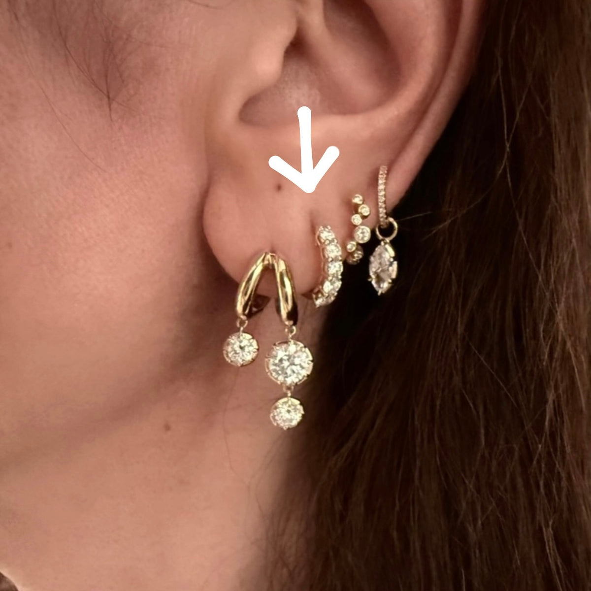 14KT Gold 1ct Graduating Lab Diamond Huggie Earrings