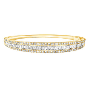 14KT Gold Pave and  Baguette Diamond Luxe Skylar Bangle Bracelet