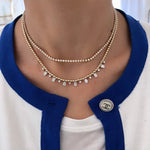 14KT Gold Drop Diamond Luxe Necklace on Ball Chain