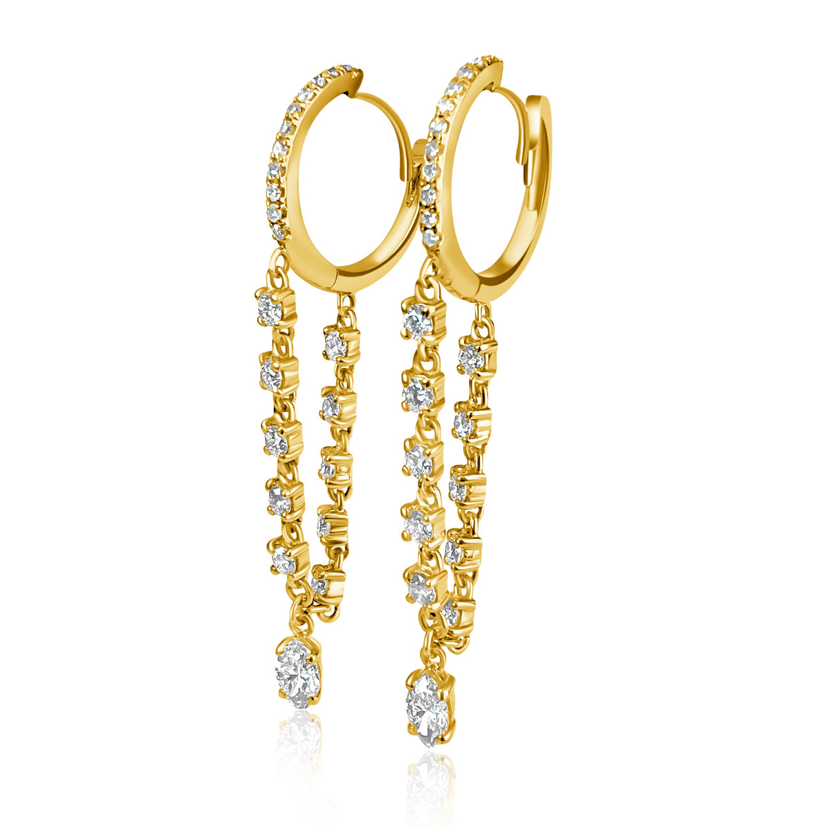 14KT Gold Diamond Seyhan Loop Earrings With Pear Drop
