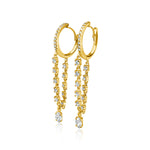 14KT Gold Diamond Loop Earrings With Pear Drop