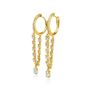 
                
                    Load image into Gallery viewer, 14KT Gold Diamond Loop Earrings With Pear Drop
                
            