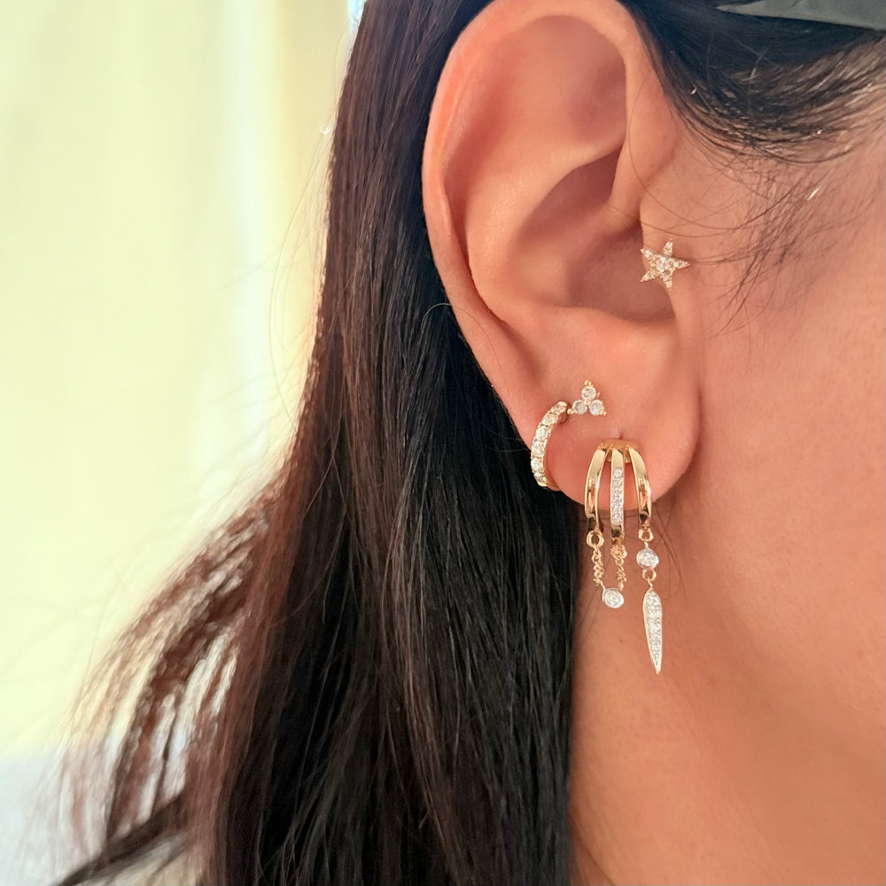 14KT Gold Diamond Avril Cage Huggie Earrings