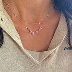 14KT Gold Diamond Pink Sapphire Joy Necklace