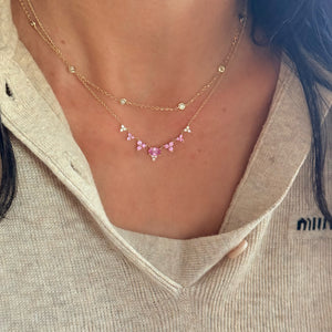 14KT Gold Illusion 10 Diamond Bezel Necklace