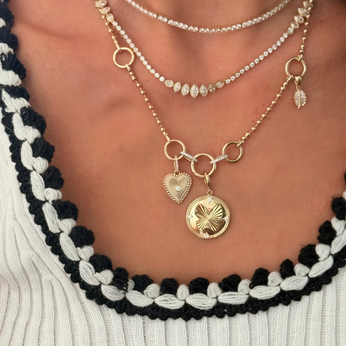 14KT Gold Butterfly Disk Pendant Charm