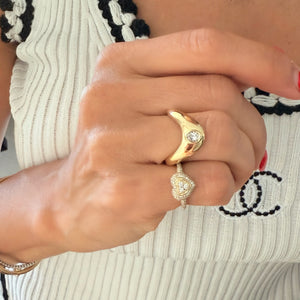 14KT Gold Diamond Viola Heart Pinky Ring
