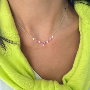 14KT Gold Diamond Pink Sapphire Joy Necklace