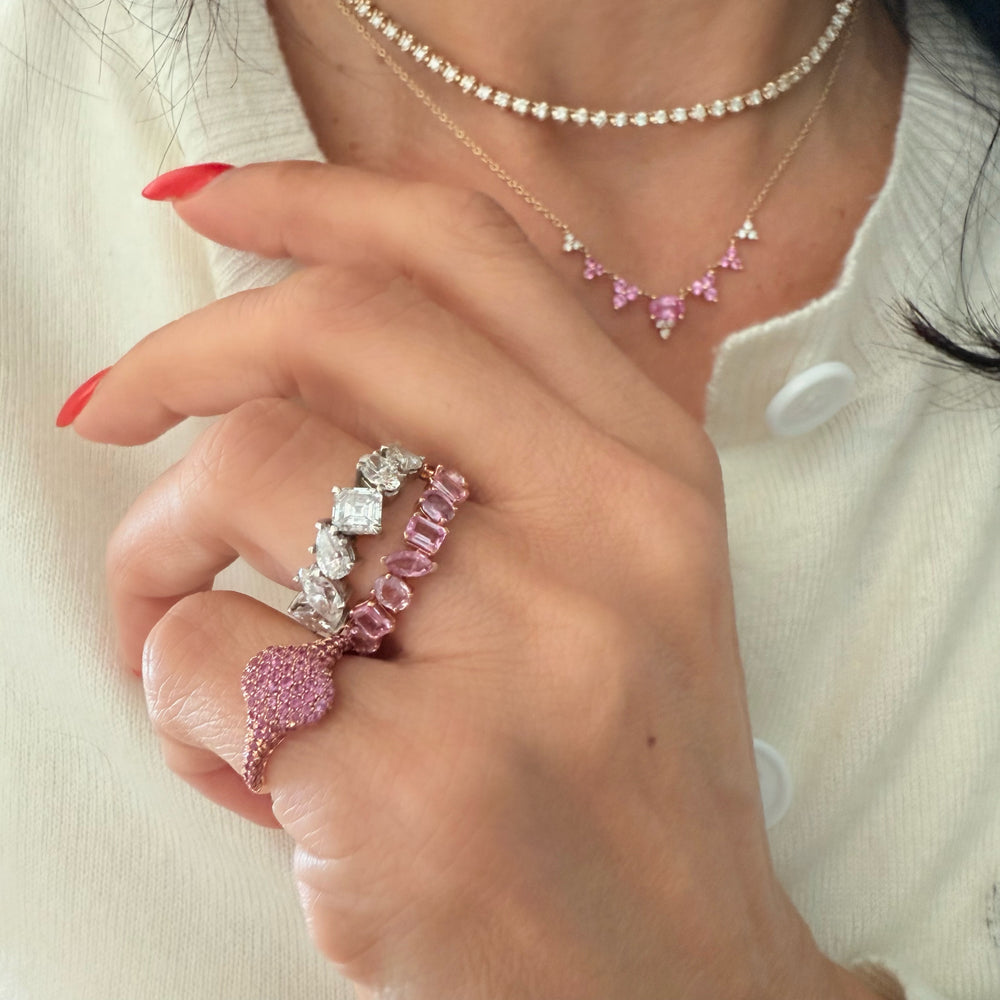 14KT Gold Pink Sapphires Signet Pinky Ring