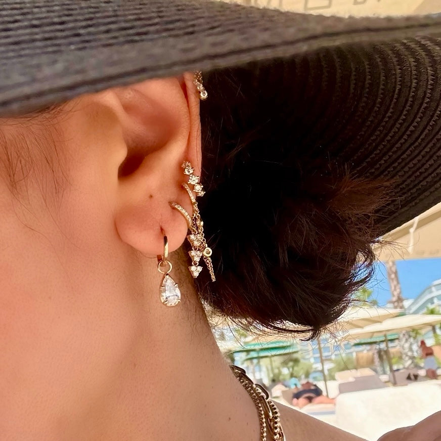 14KT Gold Diamond Prong Set Sybille Huggie Earrings