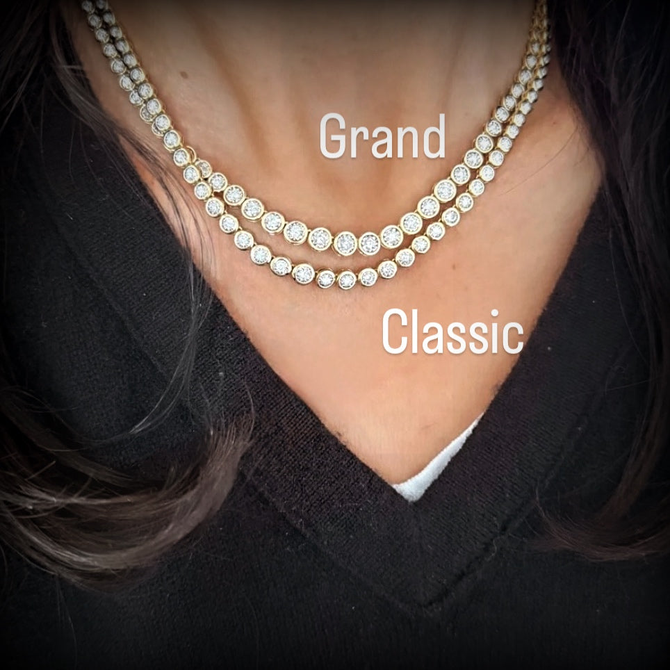 14KT Gold Diamond The Line Bezel Set Tennis Necklace Grand