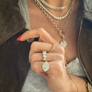 14KT Gold Marquise Diamond Evil Eye Pinky Ring