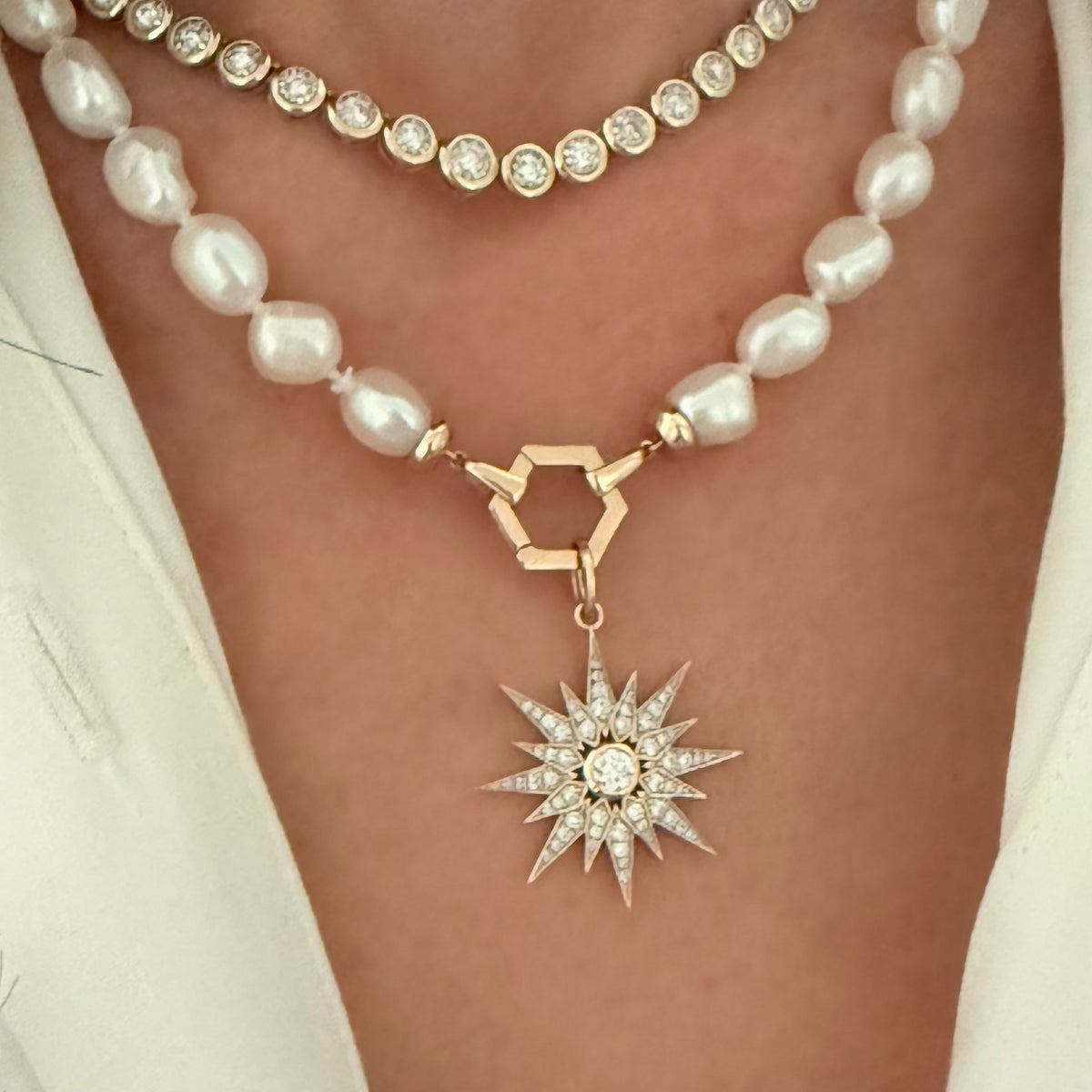 14KT Gold Diamond Stellar Star Pendant Charm
