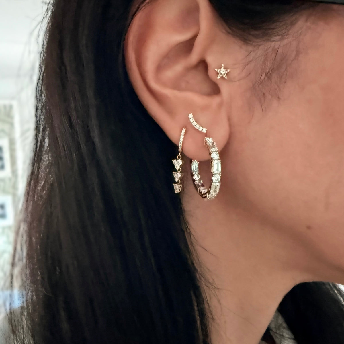 14KT Gold 6ct Multi Shape Lab Diamond Hoop Earrings