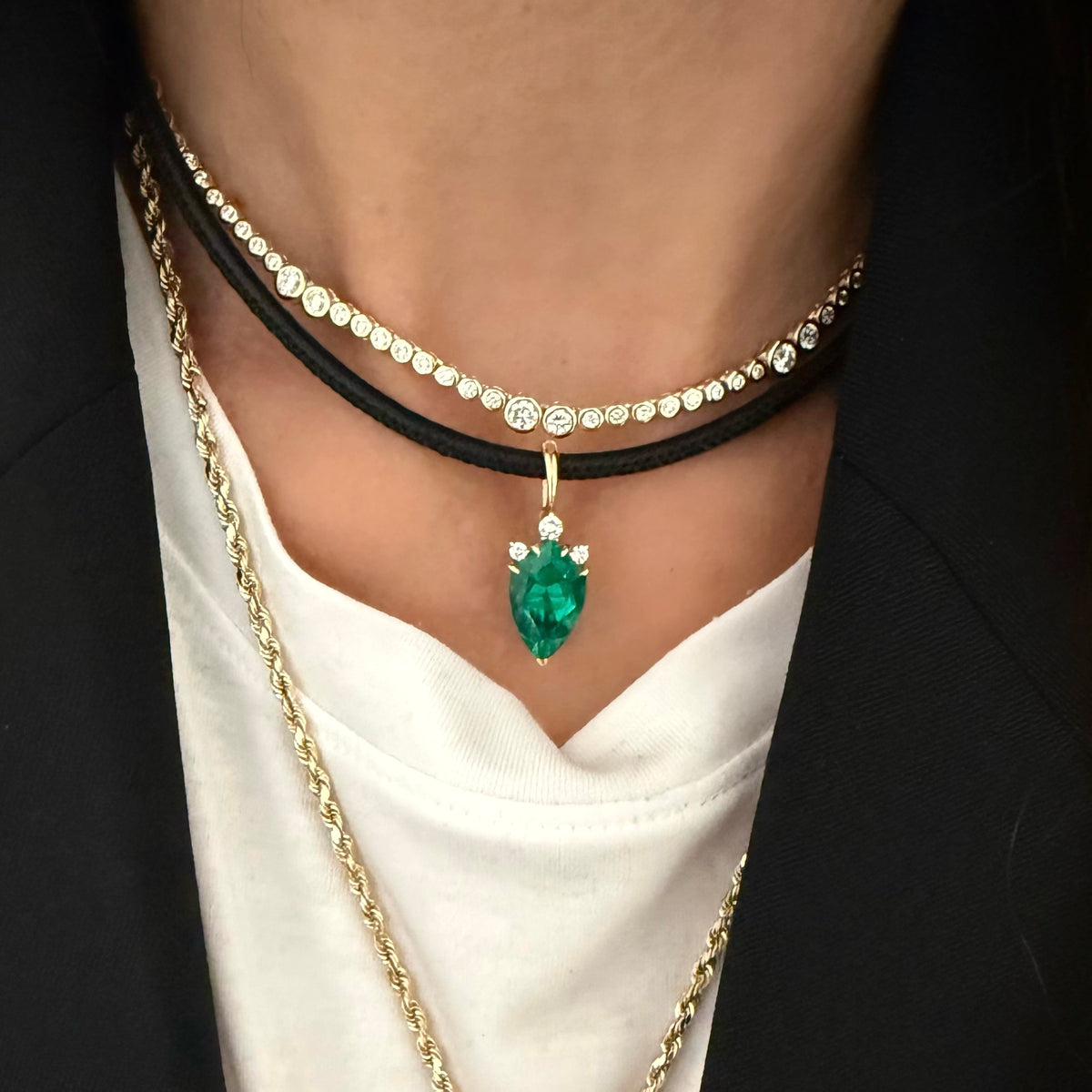 14KT Gold Jules Leather Cord Necklace