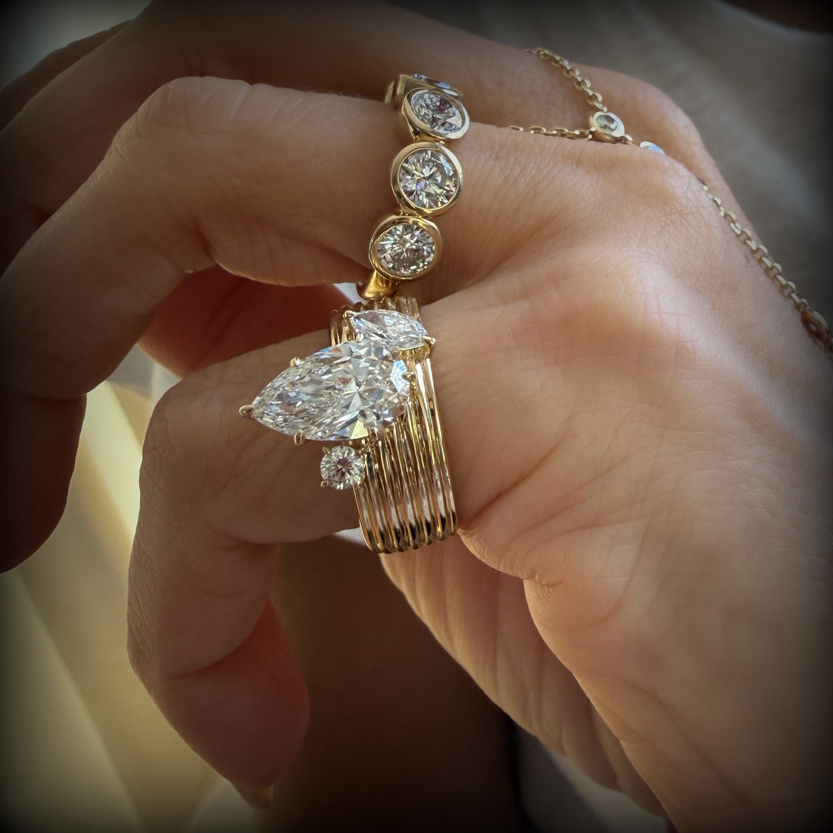 14KT Gold 2.75ct Multi Cut Lab Diamond Ring