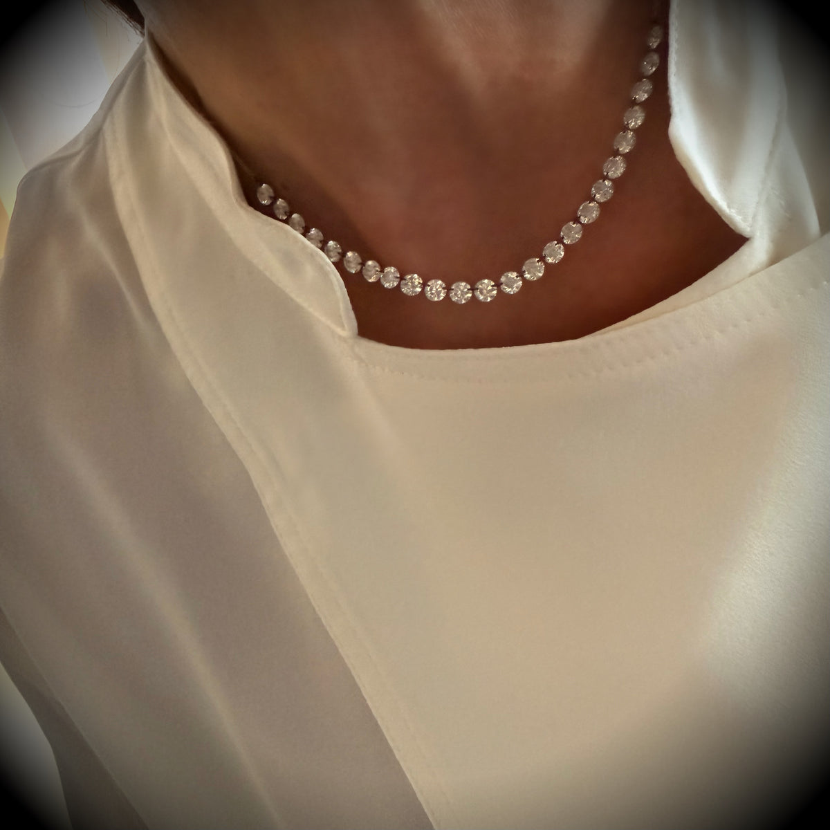 14KT Gold 8ct Floating Drilled Lab Diamond Statement Necklace
