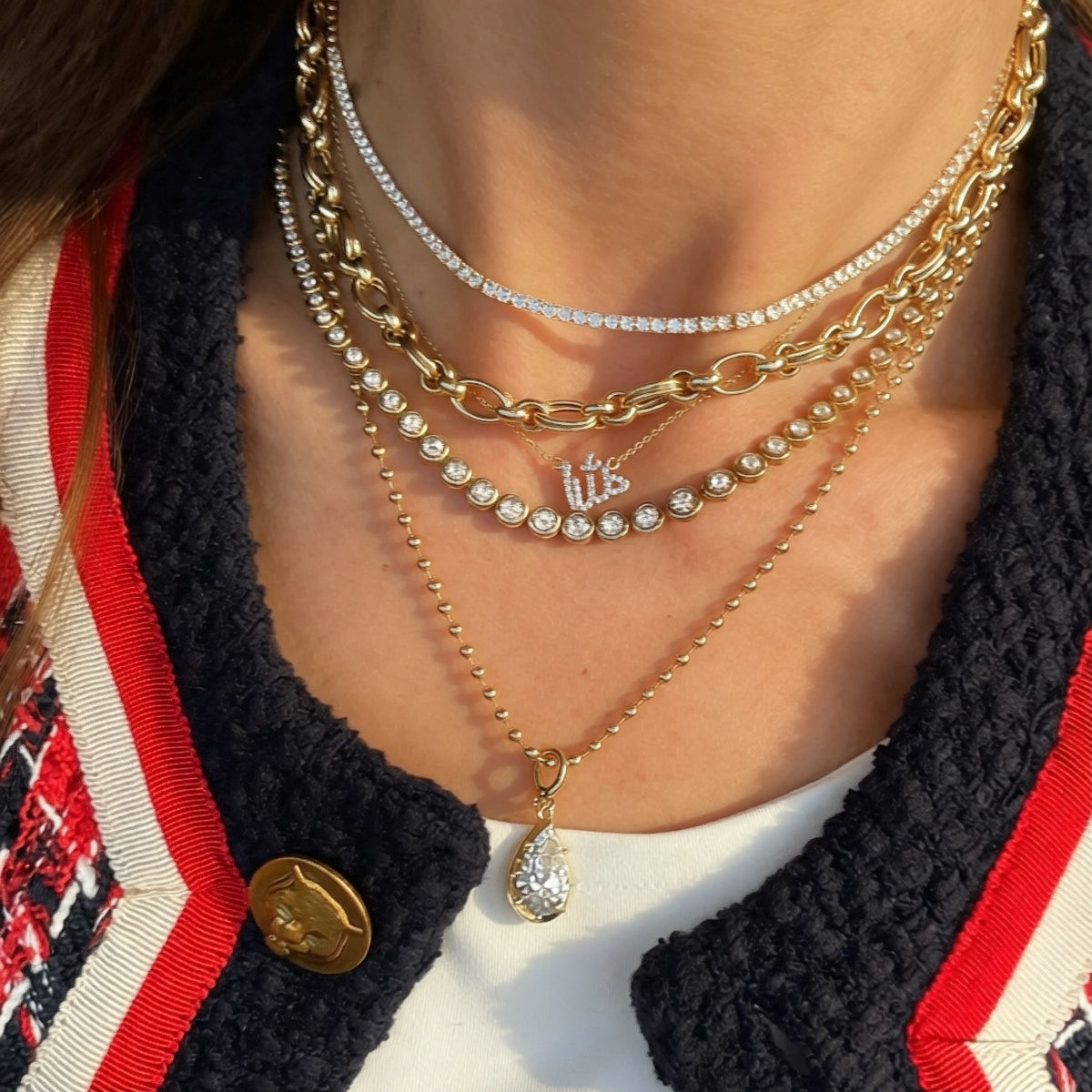 14KT Gold Diamond Mini Allah Necklace